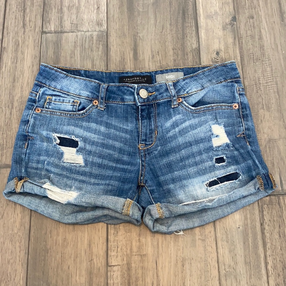 Aeropostale Distressed Midi Shorts Size 2